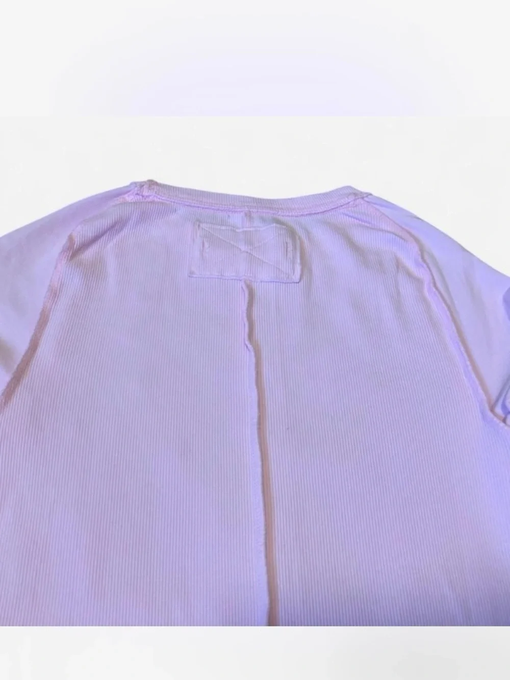 Free People We The Free Pink Ribbed Cap Sleeve Baby Tee Size M